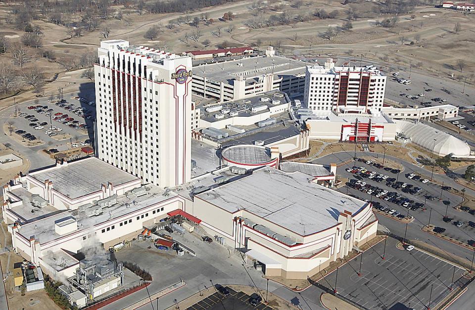 An aerial view of Hard Rock Hotel & Casino Tulsa in Catoosa, which is run by the Cherokee Nation.