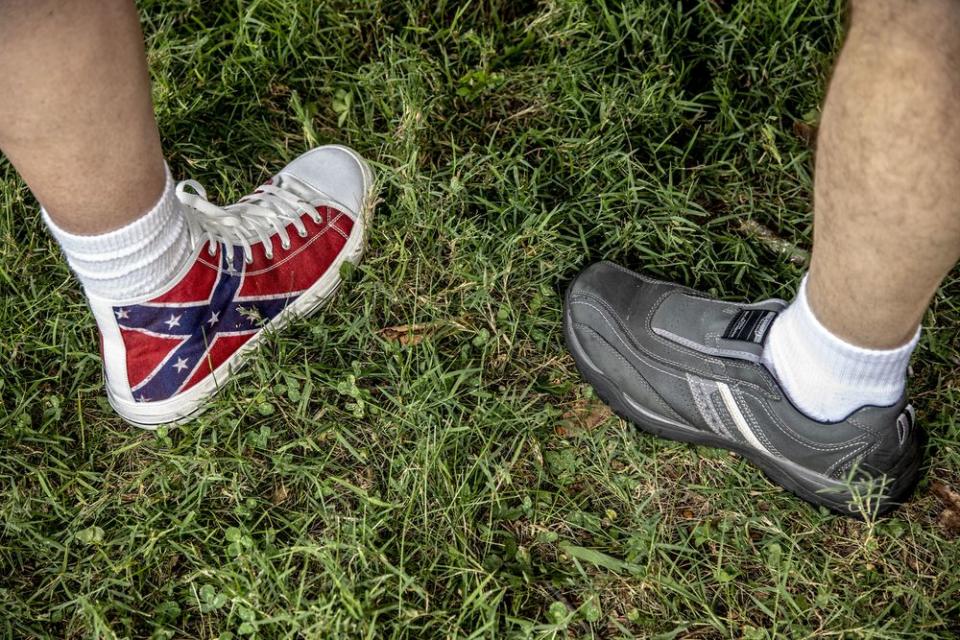 Shoes of attendees at the museum's dedication.