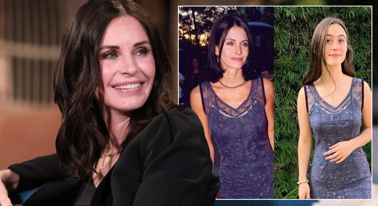 Courteney Cox has shared a photo of her daughter Coco Arquette wearing her dress from over two decades ago [Photo: Getty/Instagram @CourteneyCox]