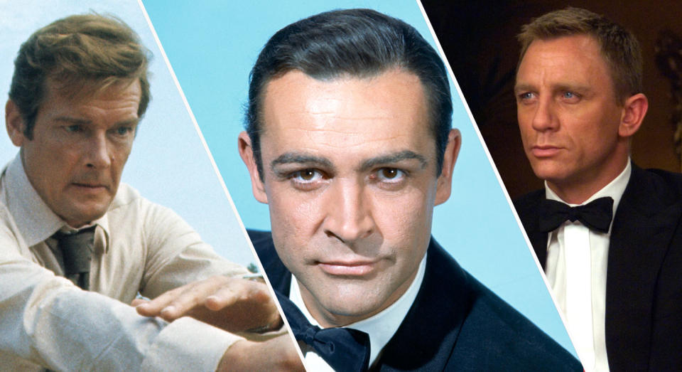 Roger Moore, Sean Connery and Daniel Craig are just three of the six actors to play 007 on the big screen. (Getty/MGM/Sony Pictures)