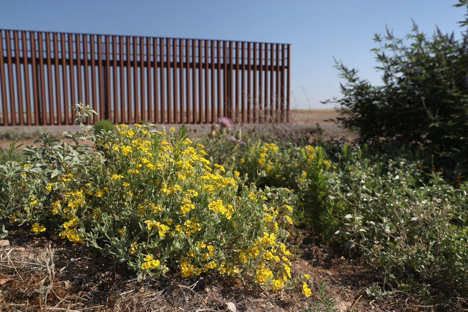 A mock U.S.-Mexico border fence