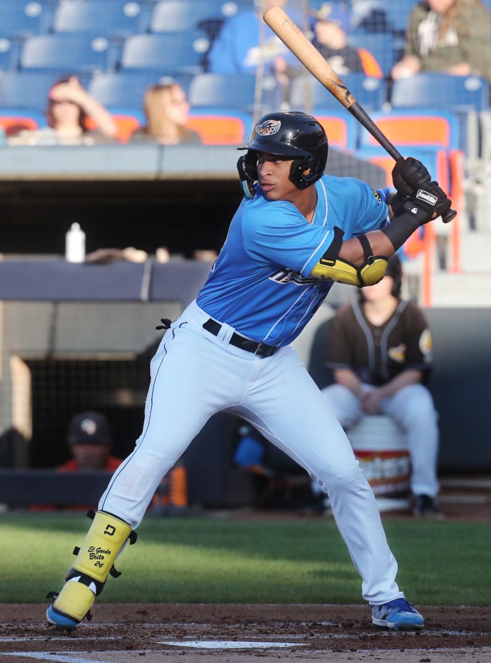 RubberDucks Juan Brito gets ready to swing during a recent game against Bowie Baysox at Canal Park in Akron.