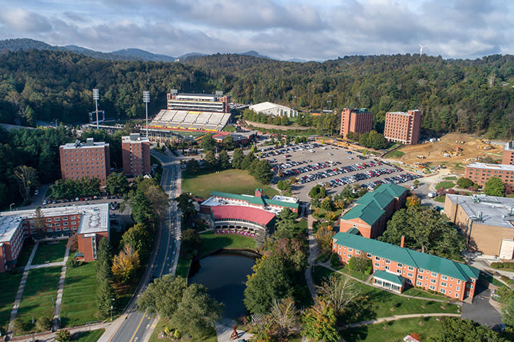 an aerial view of the Appalachian State campus