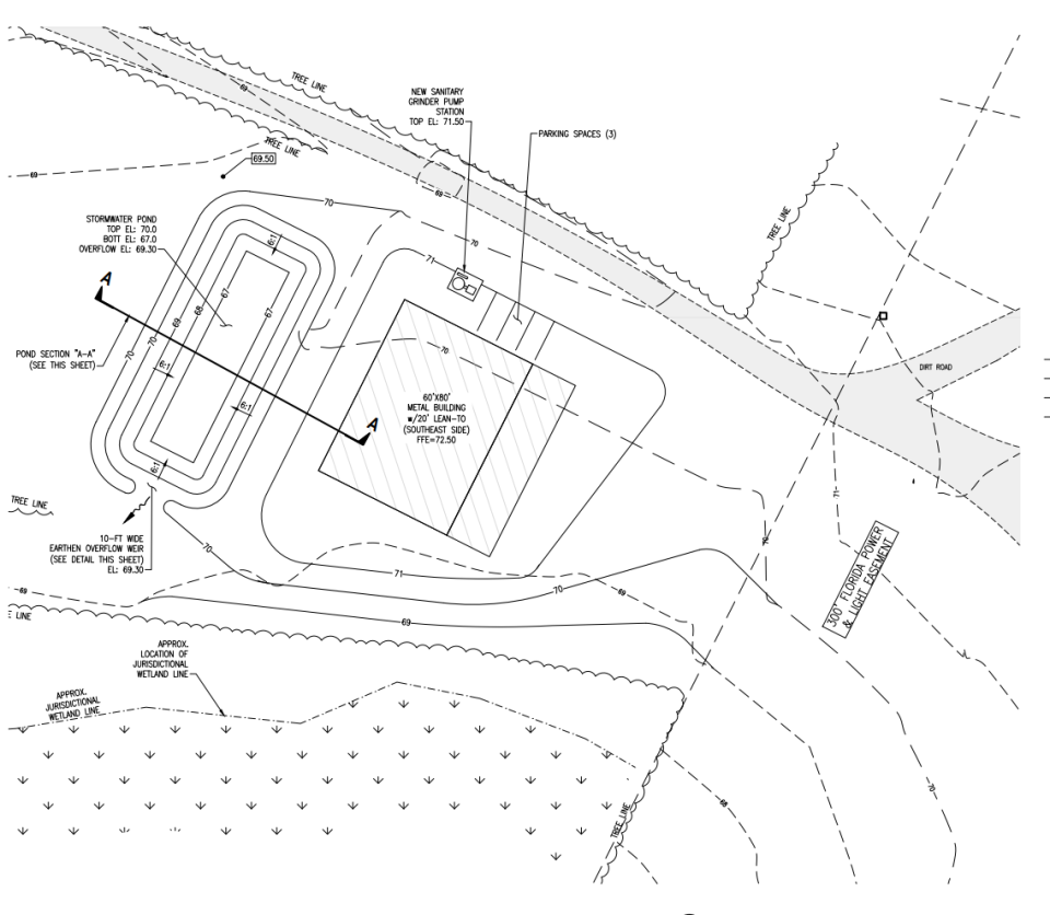 Pace Water System has proposed developing a new, 6,400-square-foot facility that is planned to be a lawn & maintenance building.