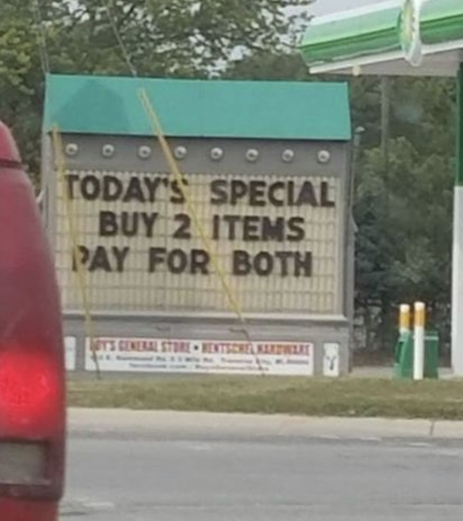 "Buy 2 items pay for both"