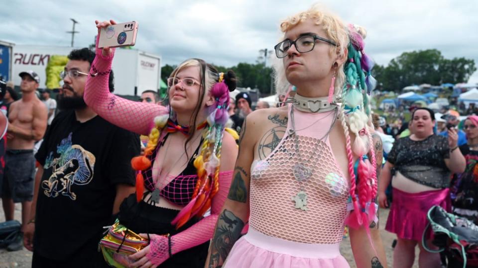 Fans pose at the 2023 Gathering of the Juggalos