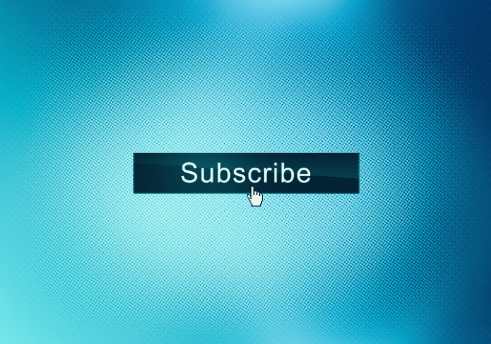 Graphic with 'Subscribe' button and cursor icon indicating a call to action for online subscription