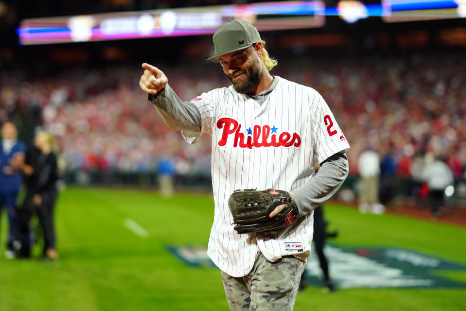 Jayson Werth獲邀在2022年世界大賽G3為老東家費城費城人開球。（Photo by Daniel Shirey/MLB Photos via Getty Images）