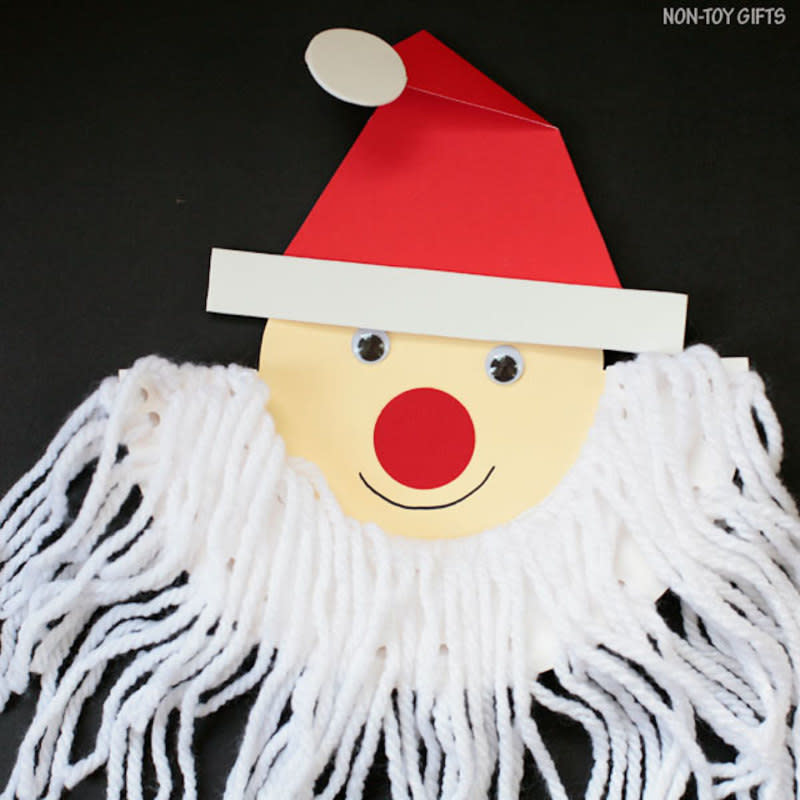 <p>Non Toy Gifts</p><p>We bet your family has never seen Santa with a yarn beard before, so show them this craft by <em><a href="https://nontoygifts.com/santa-beard-craft-kids/" rel="nofollow noopener" target="_blank" data-ylk="slk:Non Toy Gifts;elm:context_link;itc:0;sec:content-canvas" class="link ">Non Toy Gifts</a></em>. They’ll have fun trimming his beard during the holiday season.</p>