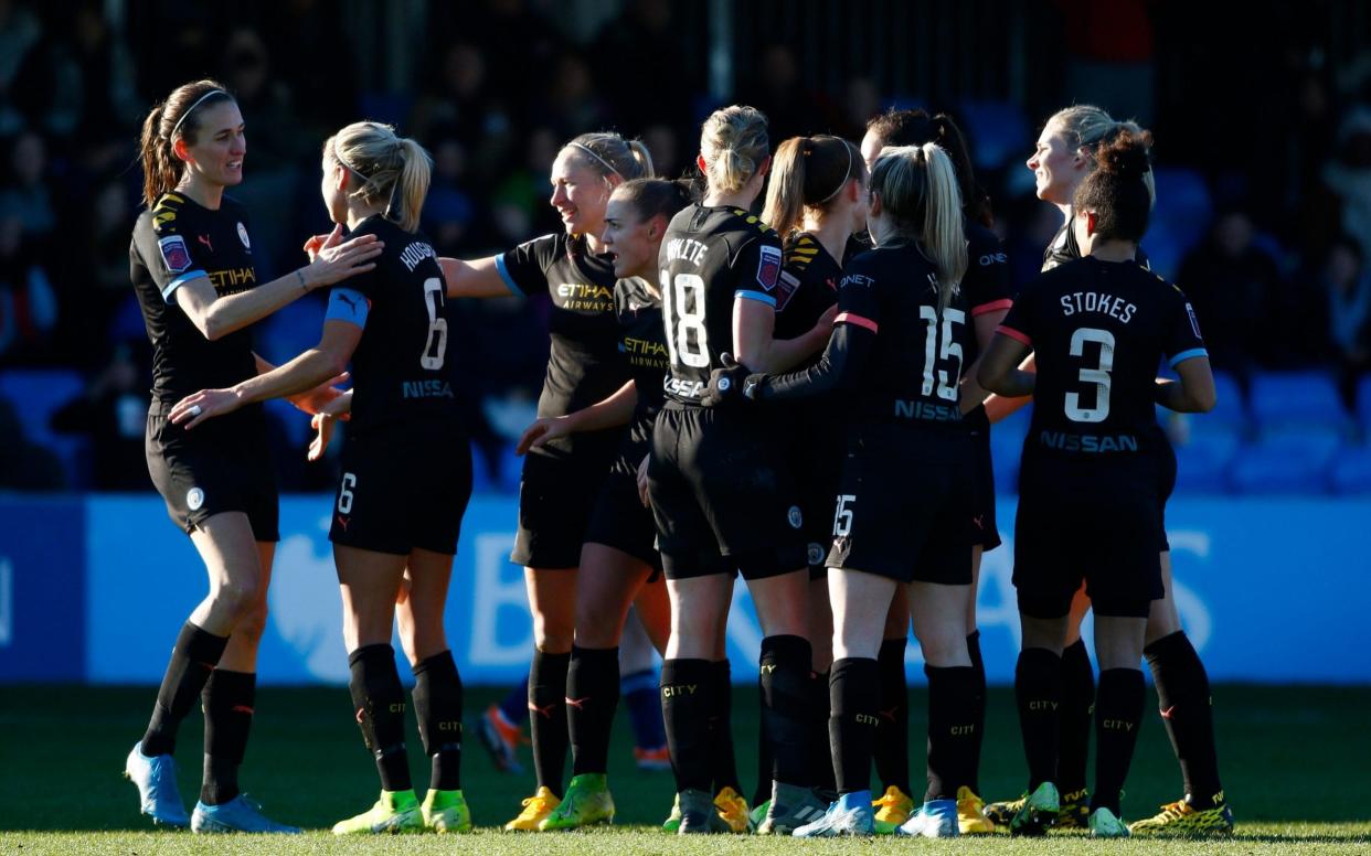 City celebrate after Keira Walsh scored their second against Birmingham - Getty Images Europe