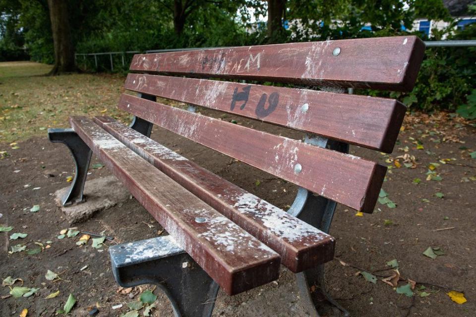 The bench where the notorious incident took place (SWNS)
