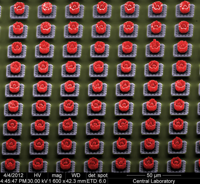 Contact Side of an Infra Red Detector Array, photo by Sedat Canli<br>Via <a href="http://www.flickr.com/photos/fei_company/8105674697/in/set-72157631584732693" rel="nofollow noopener" target="_blank" data-ylk="slk:Flickr;elm:context_link;itc:0;sec:content-canvas" class="link ">Flickr</a>