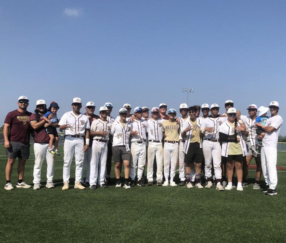 Tuloso-Midway takes a team photo after defeating Alice 10-0 on Saturday in Game 2 of the Class 4A regional quarterfinals.