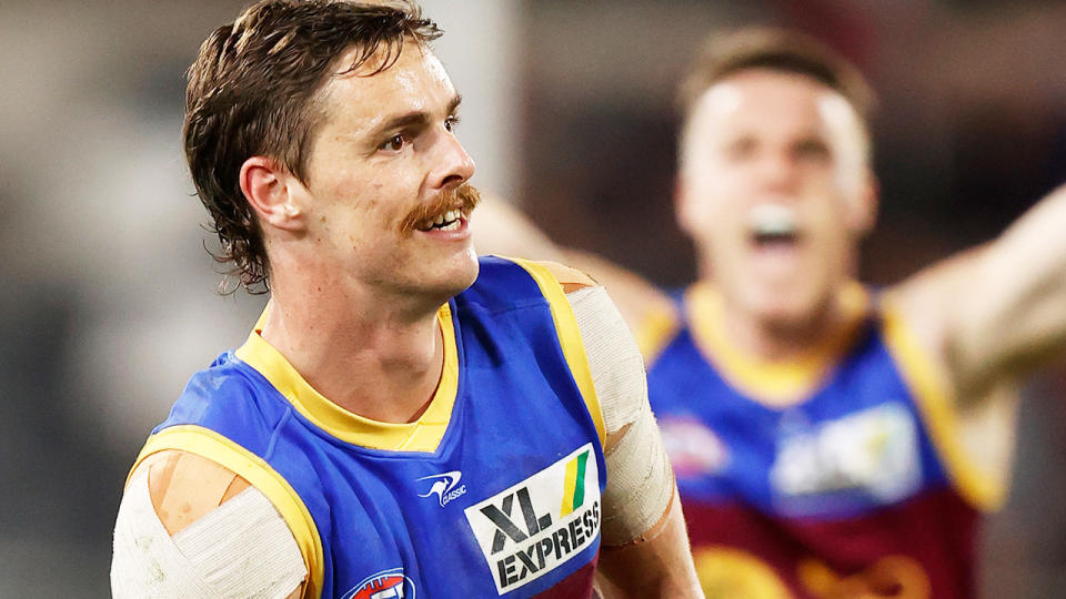 Joe Daniher, pictured here in action for the Brisbane Lions against Richmond.