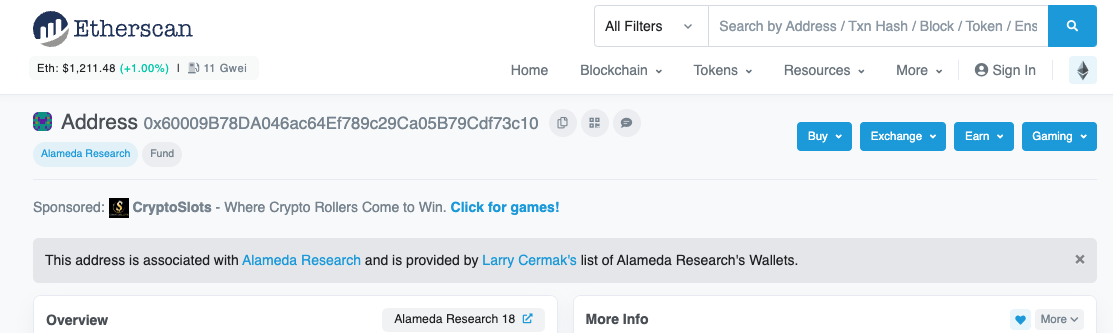 Screenshot of Etherscan