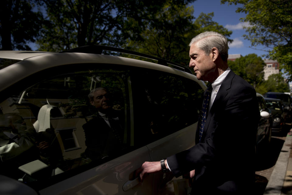 Special Counsel Robert Mueller departs Easter services at St. John's Episcopal Church, Sunday, April 21, 2019, in Washington. (AP Photo/Andrew Harnik)