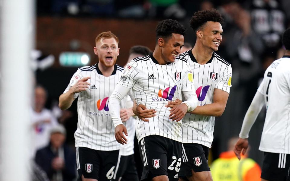 Fulham's Fabio Carvalho (centre) celebrates scoring their side's third goal of the game - PA