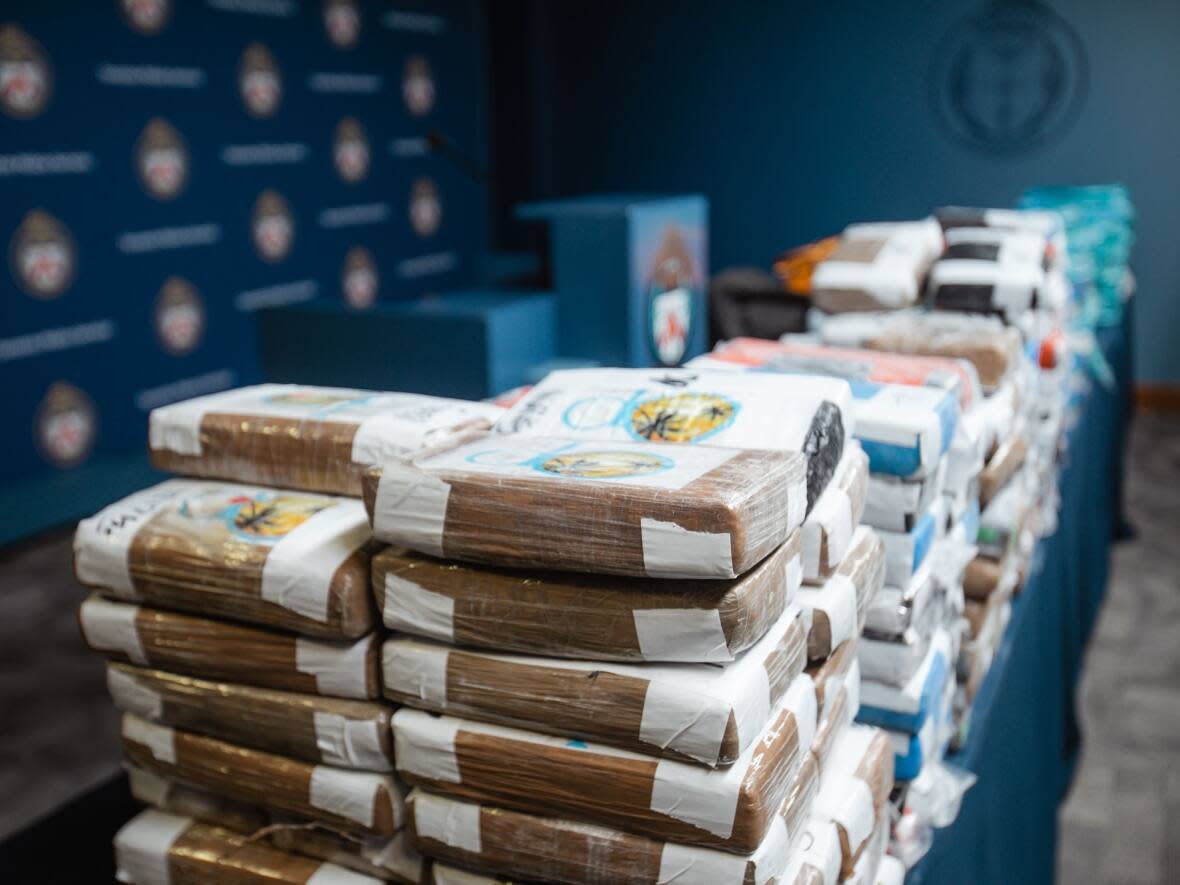 Toronto police say officers seized 189 kilograms of cocaine and 97 kilograms of crystal methamphetamine from a man earlier this month.  (Toronto Police Service - image credit)