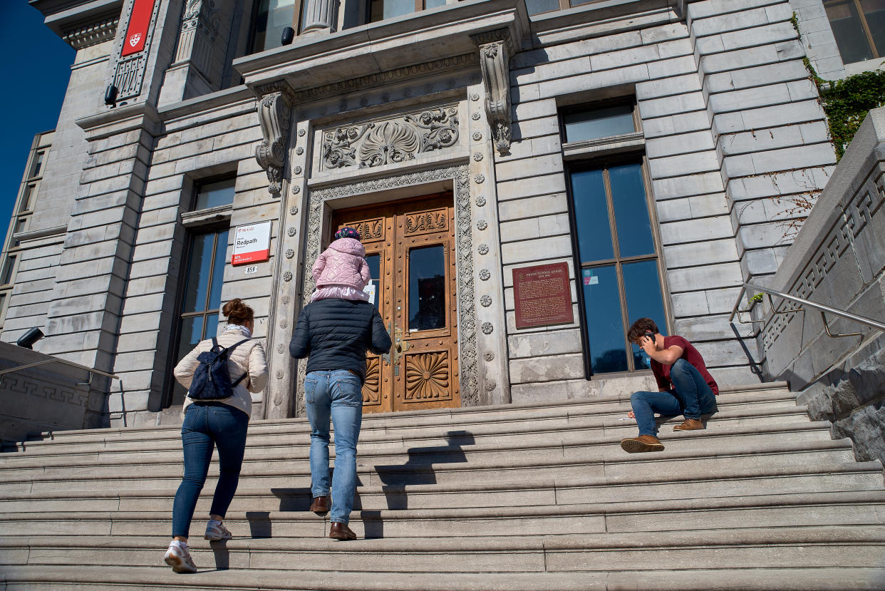 MONTREAL - MAY 2015: McGill University downtown campus includes old gothic stone buildings and a museum of natural history.