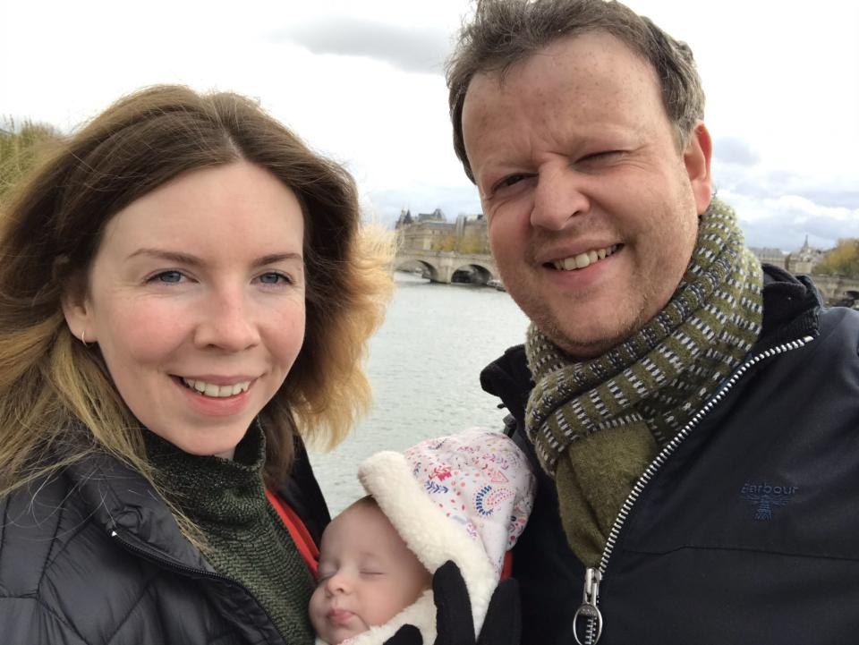 Paul Addison (right) with his daughter Georgina (centre) and partner Louise