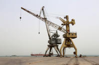 Cranes are pictured at the Red Sea port of Hodeidah, Yemen June 24, 2018. REUTERS/Abduljabbar Zeyad