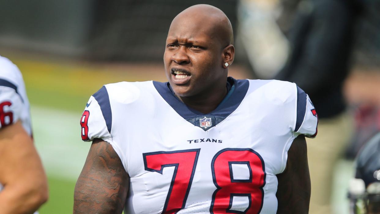 Mandatory Credit: Photo by Gary McCullough/AP/Shutterstock (11008016ld)Houston Texans offensive tackle Laremy Tunsil (78) during warm-ups before an NFL football game against the Jacksonville Jaguars, in Jacksonville, FlaTexans Jaguars Football, Jacksonville, United States - 08 Nov 2020.