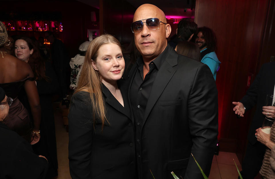 (L-R) Amy Adams and Vin Diesel attend the The CAA Pre-Oscar Party at Sunset Tower Hotel on March 10, 2023 in Los Angeles, California.