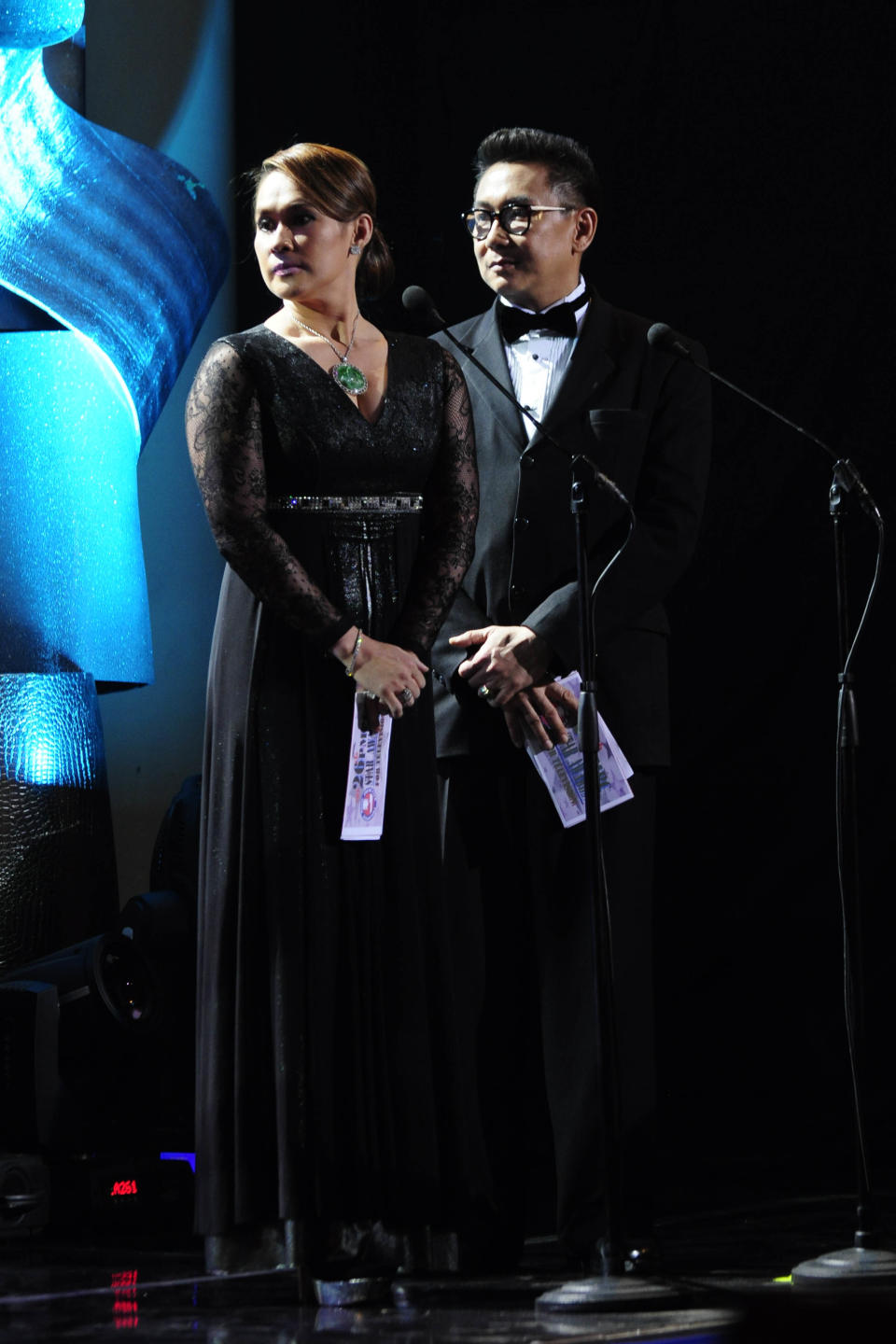 Pagsanjan Laguna Mayor, Maita Ejercito and Laguna Governor Emilio Ramon (ER) Ejercito attend the 26th Star Awards for TV held at the Henry Lee Irwin Theater in Ateneo De Manila University on 18 November 2012. (Angela Galia/NPPA images)