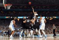 <p>North Carolina Tar Heels forward Justin Jackson (44) shoots the ball against Gonzaga Bulldogs forward Zach Collins (32) during the second half in the championship game of the 2017 NCAA Men’s Final Four at University of Phoenix Stadium. Mandatory Credit: Robert Deutsch-USA TODAY Sports </p>