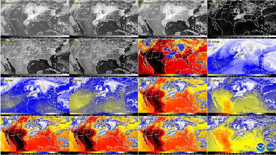 GOES-18 Monitors the Earth across 16 different channels of visible and infrared wavelengths (Noaa)