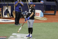 Toronto Blue Jays' Bo Bichette prepares to take batting practice before a baseball game against the Tampa Bay Rays Friday, July 24, 2020, in St. Petersburg, Fla. (AP Photo/Chris O'Meara)
