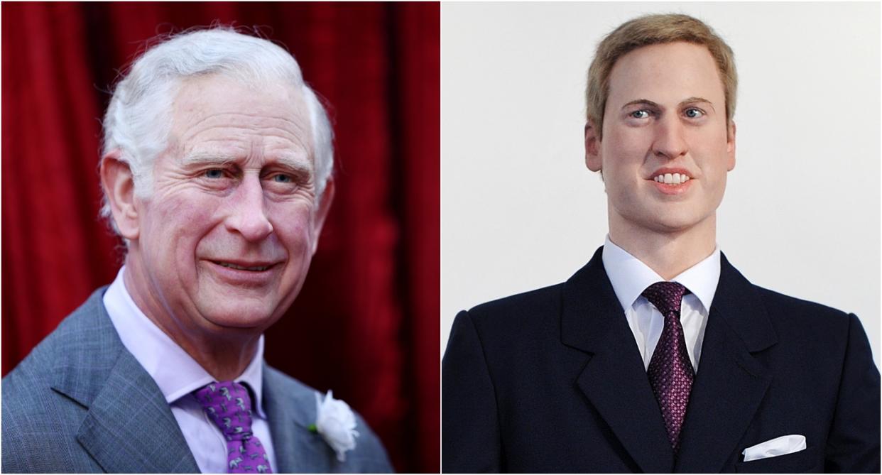 Royal waxworks of King Charles III and Prince William