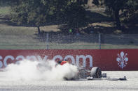 SCARPERIA, ITALY - SEPTEMBER 13: Max Verstappen of the Netherlands driving the (33) Aston Martin Red Bull Racing RB16 stops in the gravel as he retires from the F1 Grand Prix of Tuscany at Mugello Circuit on September 13, 2020 in Scarperia, Italy. (Photo by Luca Bruno - Pool/Getty Images)