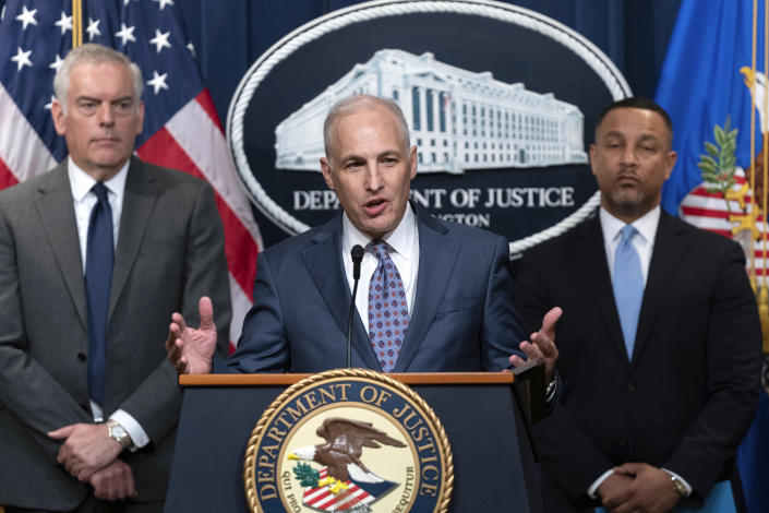 Assistant Attorney General Matthew Olsen of the Justice Department's National Security Division speaks during a news conference at the Department of Justice in Washington, Tuesday, May 16, 2023. (AP Photo/Jose Luis Magana)