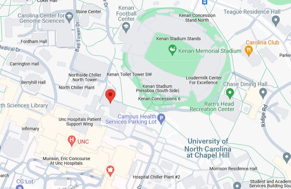 a map of the UNC Chapel Hill campus