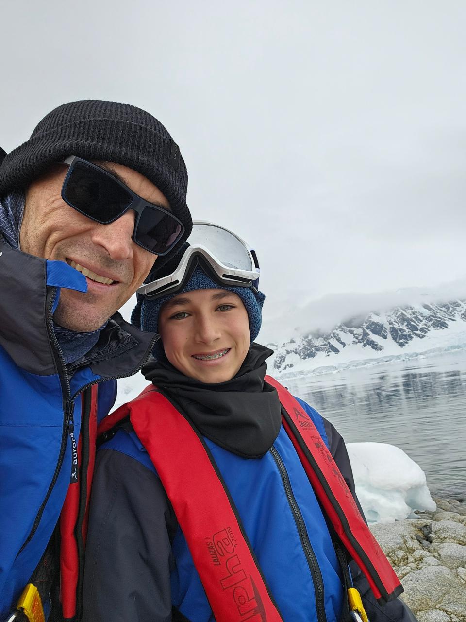 Tyler and James Rameson during their Antarctica expedition.