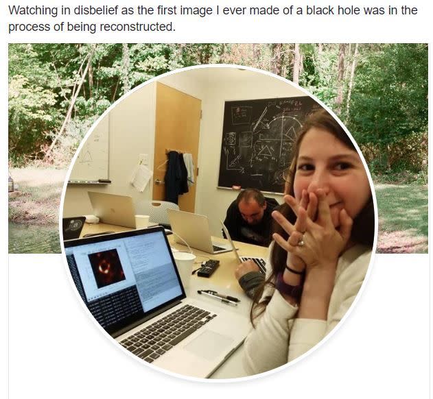 Katie Bouman, a 2007 West Lafayette High School graduate, played a pivotal role in the first-ever photo of a black hole, revealed Wednesday, April 10, 2019. This is the status she posted on Facebook: "Watching in disbelief as the first image I ever made of a black hole was in the process of being reconstructed."