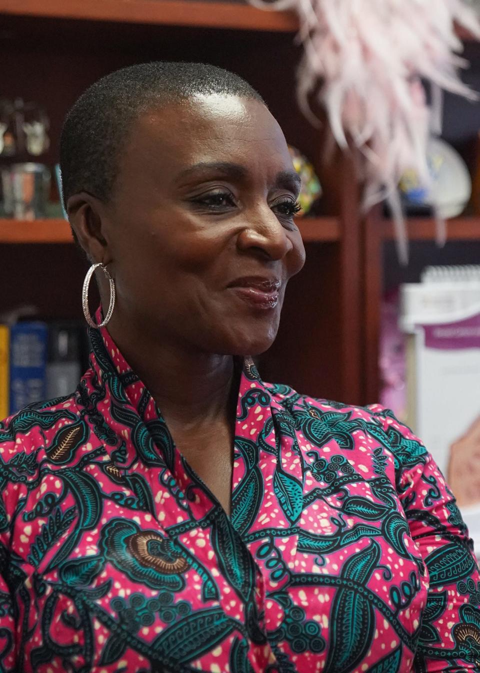 Registered nurse Isabella Naana Asante was photographed at Good Samaritan Hospital in Suffern on Wednesday, October 25, 2023. Asante, a breast cancer survivor is raising funds to open the Embrace Breast Cancer Care Center at Komfo Anokye teaching Hospital in Ghana.