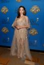 <p>Angelina Jolie wore a sheer nude gown by Elie Saab with embellished feature detail for the 2018 ASC Awards. </p>