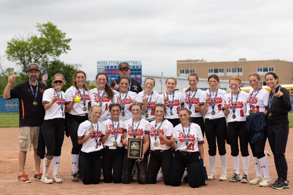 Marlboro celebrates their victory over Highland in Middletown on Friday in the Class B Section 9 championship.