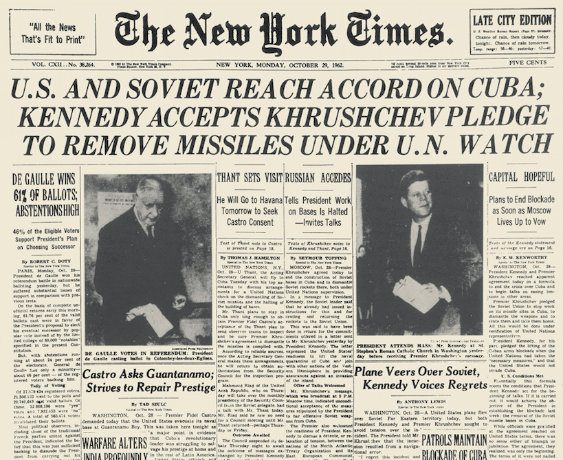 <em>The Cuban Missile Crisis was the closest both sides came to an actual war (Rex)</em>