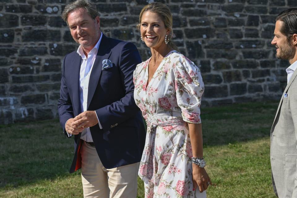 <p>Madeleine and her husband stepped out for Crown Princess Victoria's 44th birthday celebration in the summer of 2021. This marked one of their rare public appearances amid the COVID-19 pandemic. </p>