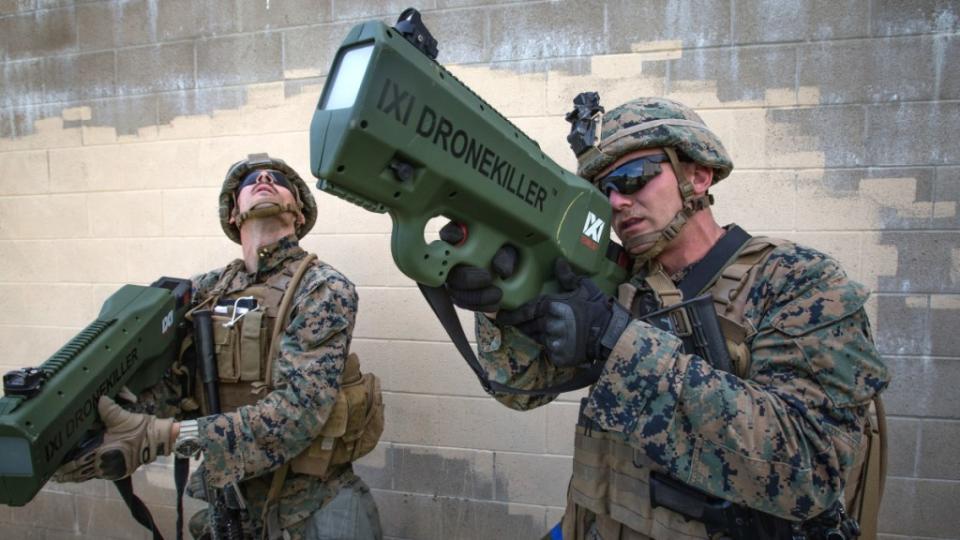 US Marines test the IXI Technology Dronekiller, another type of portable jammer. <em>USMC</em>