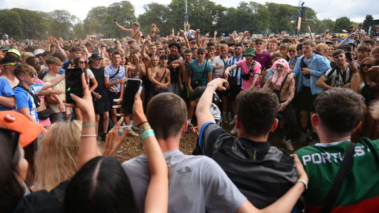  A circle pit at Leeds festival. 