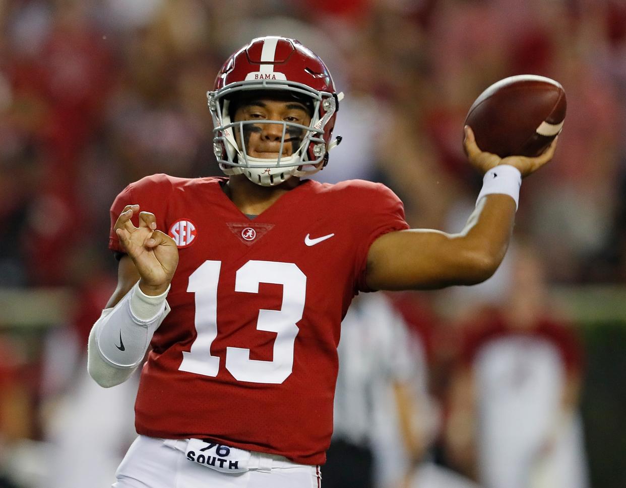 Tua Tagovailoa is competing with Jalen Hurts to be Alabama’s 2018 starting QB. (Photo by Kevin C. Cox/Getty Images)