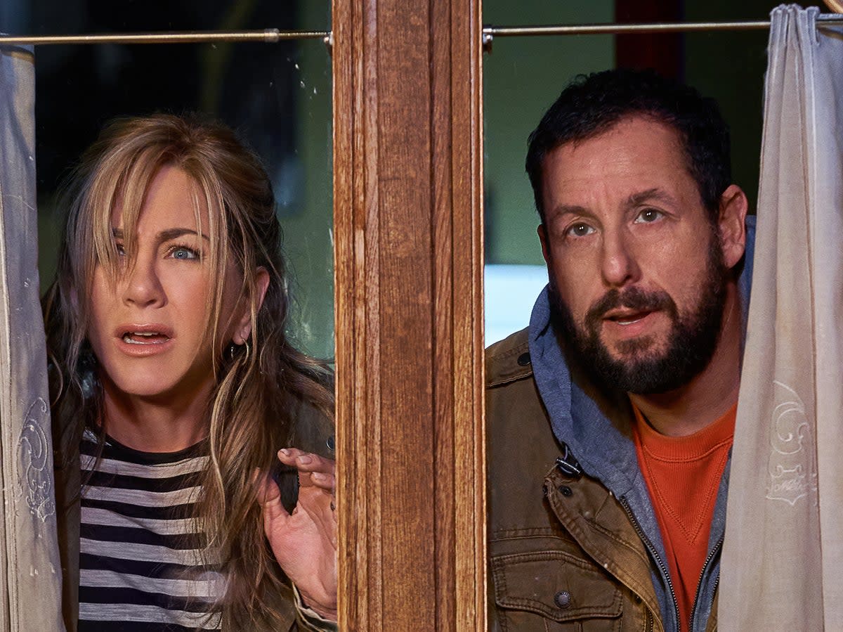 Jennifer Aniston and Adam Sandler in ‘Murder Mystery 2' (Scott Yamano/Netflix)