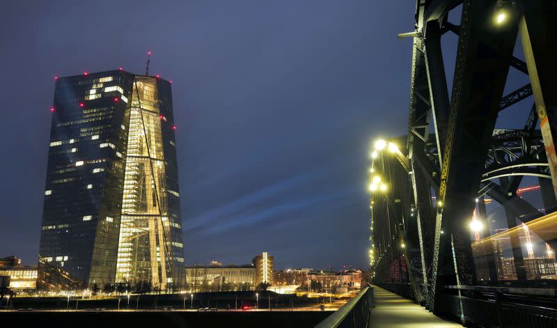 FILE PHOTO: The headquarters of European Central Bank (ECB) in Frankfurt