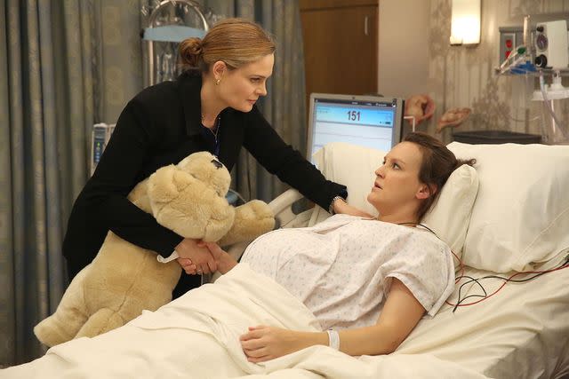 <p>FOX Image Collection via Getty</p> Emily Deschanel and Carla Gallo in "The Puzzler in the Pit" episode of "Bones"