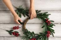 <p>Get creative with Aldi's DIY <a href="https://www.housebeautiful.com/uk/decorate/looks/g325/christmas-wreaths/" rel="nofollow noopener" target="_blank" data-ylk="slk:Christmas wreath;elm:context_link;itc:0;sec:content-canvas" class="link ">Christmas wreath</a> set, featuring foliage sprigs, red berries and wire to keep it all secure. You'll also find a pre-made wreath in the range, too.</p>