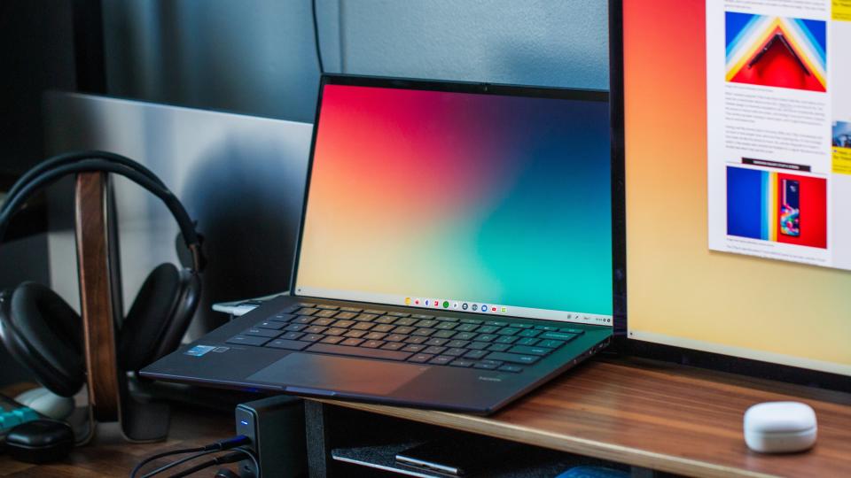ASUS Chromebook CX9 next to Studio Display